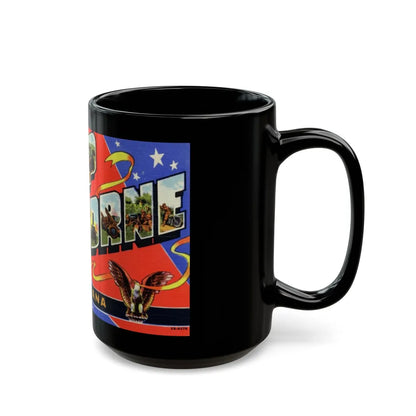 Greetings from Camp Claiborne Louisiana (Greeting Postcards) Black Coffee Mug-Go Mug Yourself