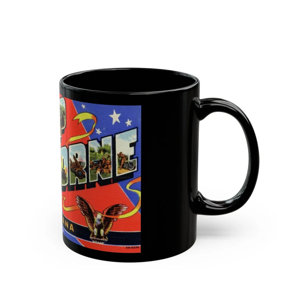 Greetings from Camp Claiborne Louisiana (Greeting Postcards) Black Coffee Mug-Go Mug Yourself