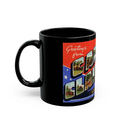 Greetings from Camp Claiborne Louisiana (Greeting Postcards) Black Coffee Mug-Go Mug Yourself