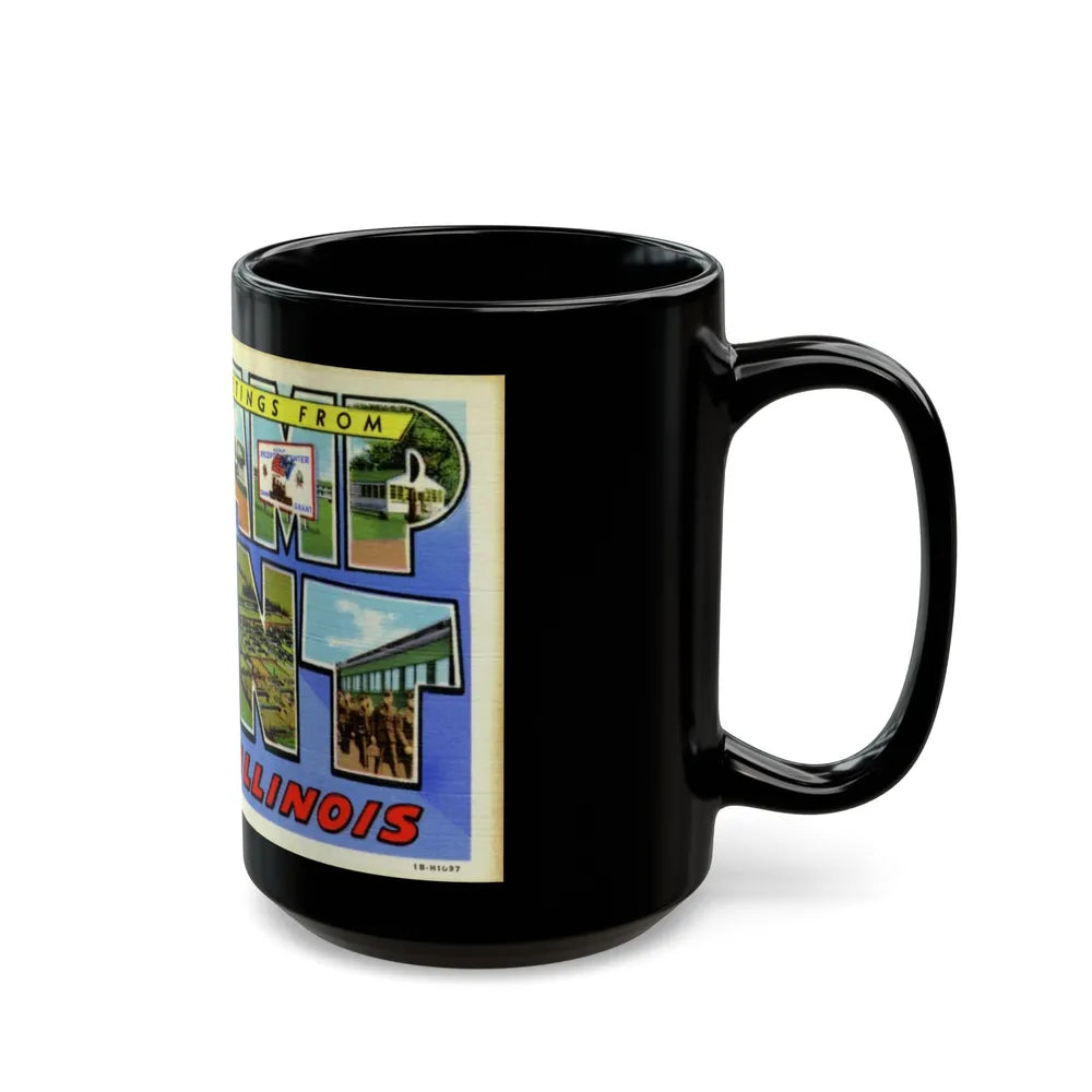 Greetings from Camp Grant Illinois (Greeting Postcards) Black Coffee Mug-Go Mug Yourself