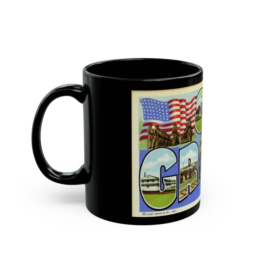 Greetings from Camp Grant Illinois (Greeting Postcards) Black Coffee Mug-Go Mug Yourself