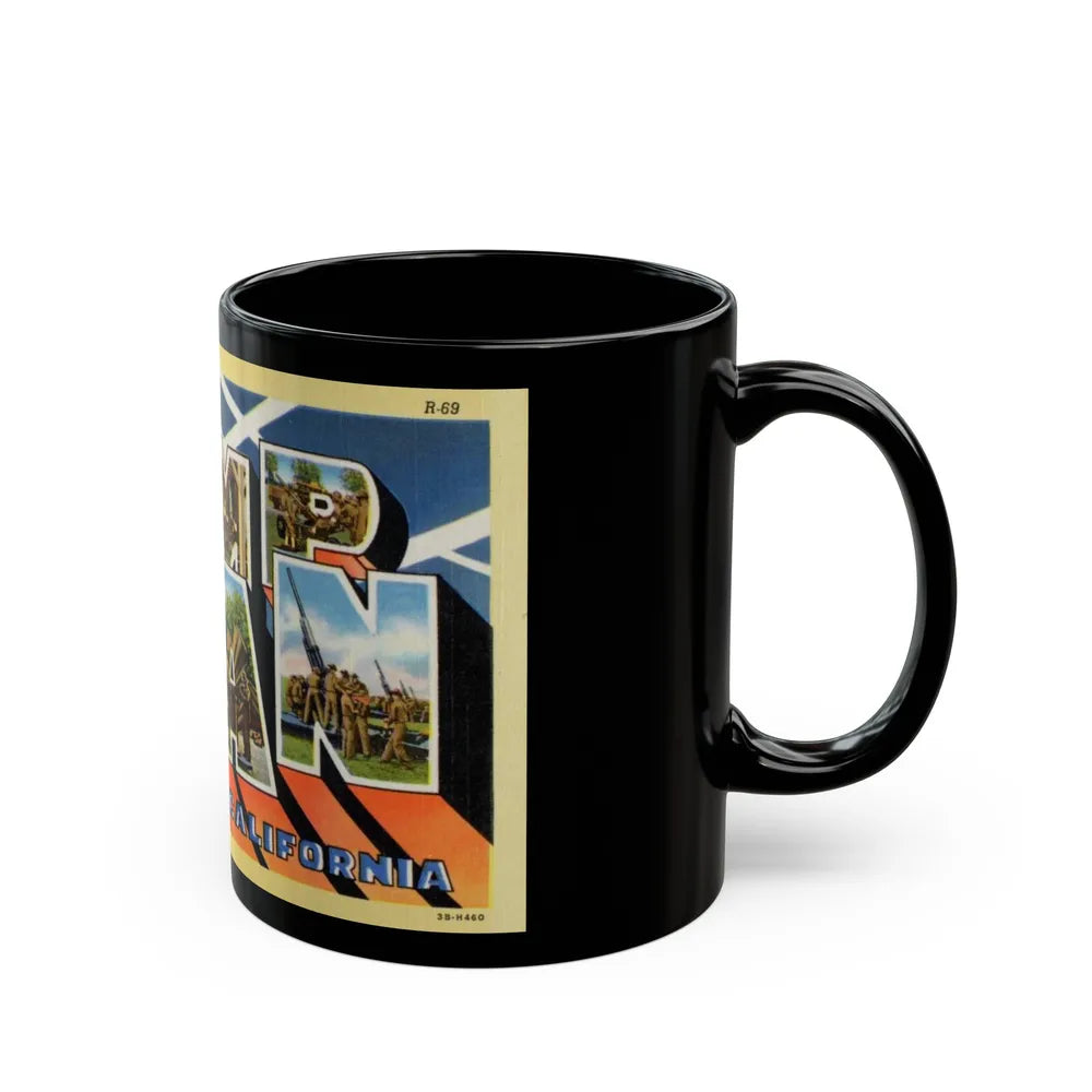 Greetings from Camp Haan California (Greeting Postcards) Black Coffee Mug-Go Mug Yourself