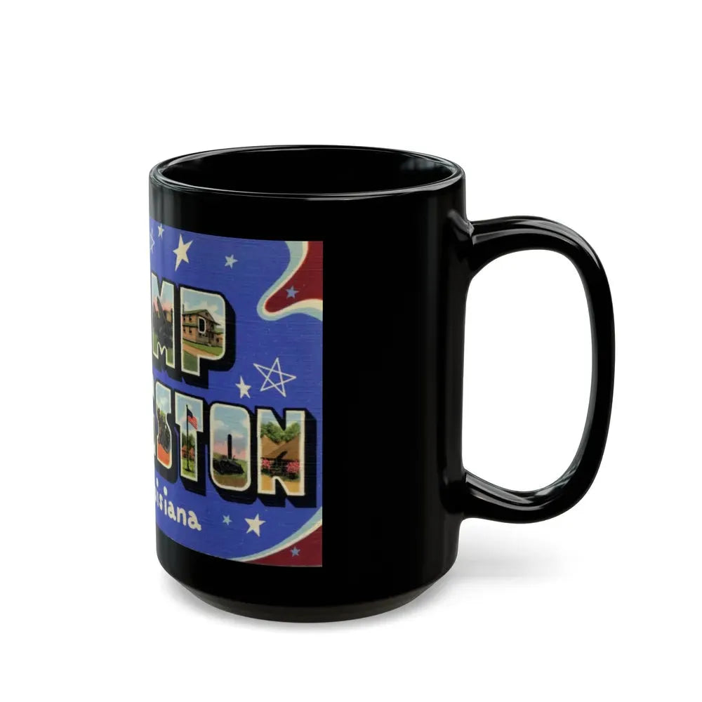 Greetings from Camp Livingston Louisiana (Greeting Postcards) Black Coffee Mug - Go Mug Yourself