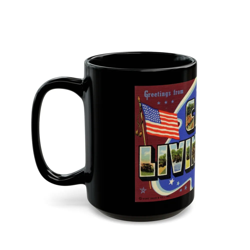 Greetings from Camp Livingston Louisiana (Greeting Postcards) Black Coffee Mug-Go Mug Yourself