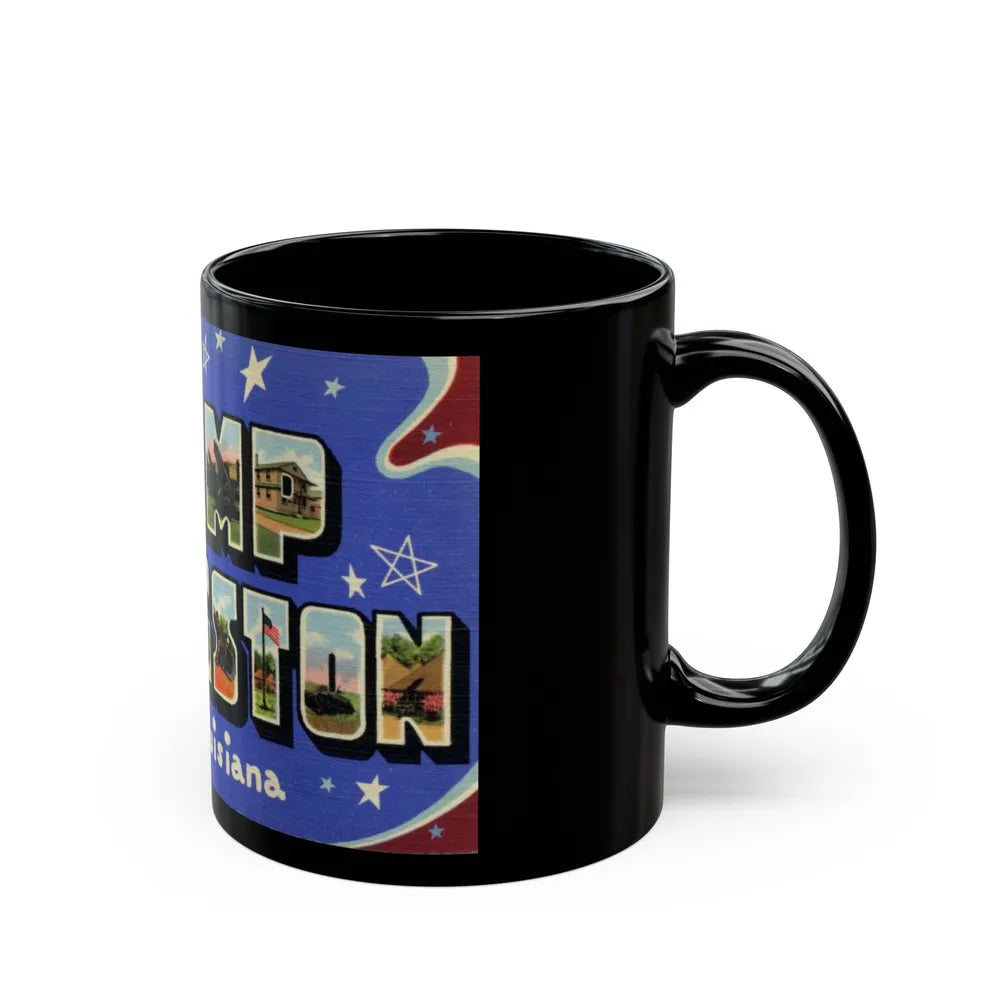 Greetings from Camp Livingston Louisiana (Greeting Postcards) Black Coffee Mug-Go Mug Yourself