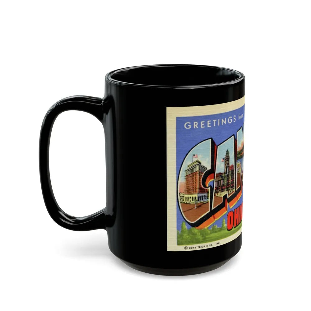 Greetings from Canton Ohio (Greeting Postcards) Black Coffee Mug-Go Mug Yourself