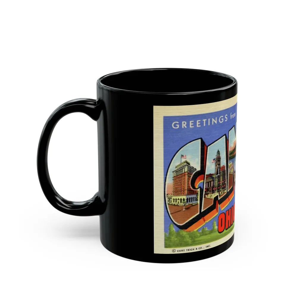 Greetings from Canton Ohio (Greeting Postcards) Black Coffee Mug-Go Mug Yourself