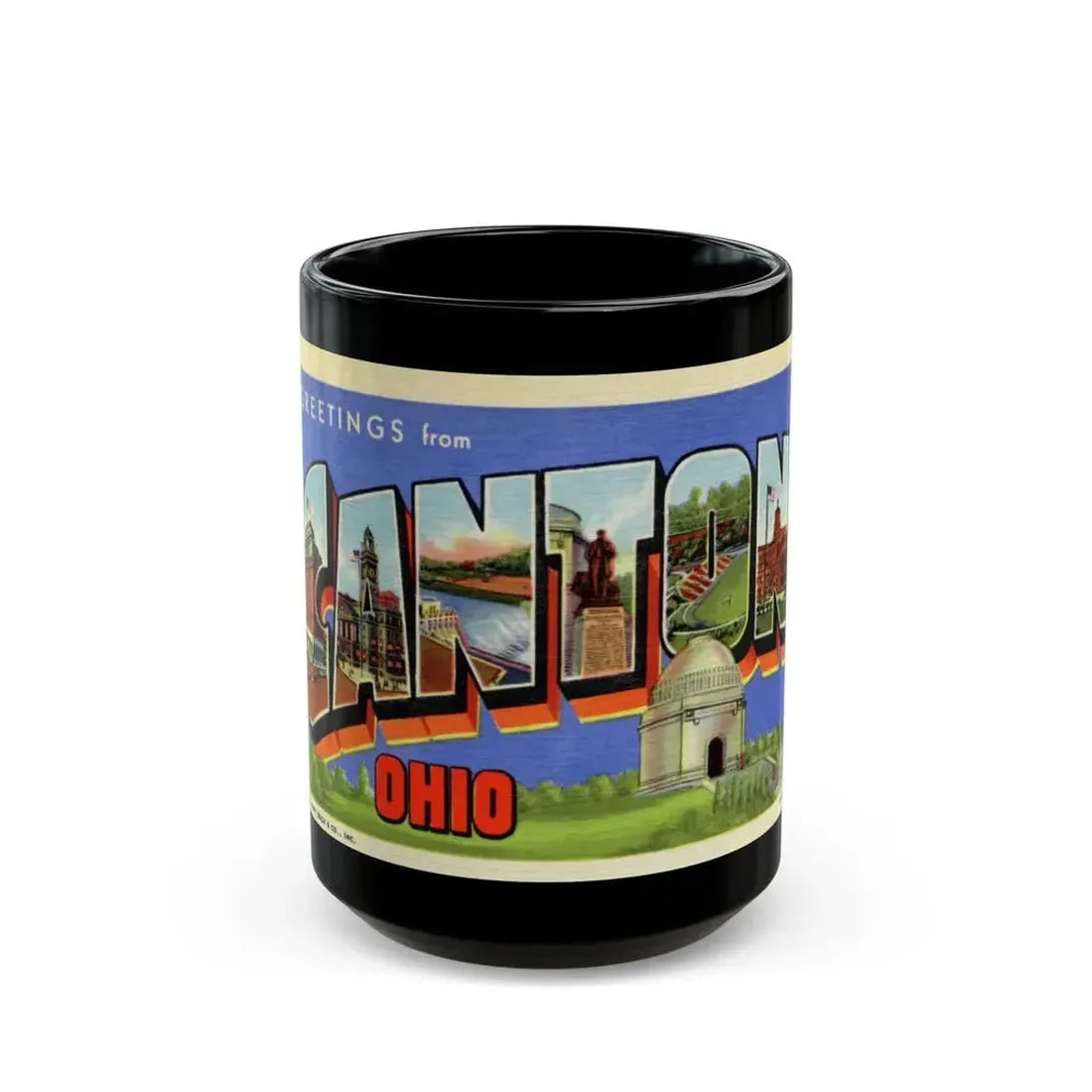 Greetings from Canton Ohio (Greeting Postcards) Black Coffee Mug - Go Mug Yourself