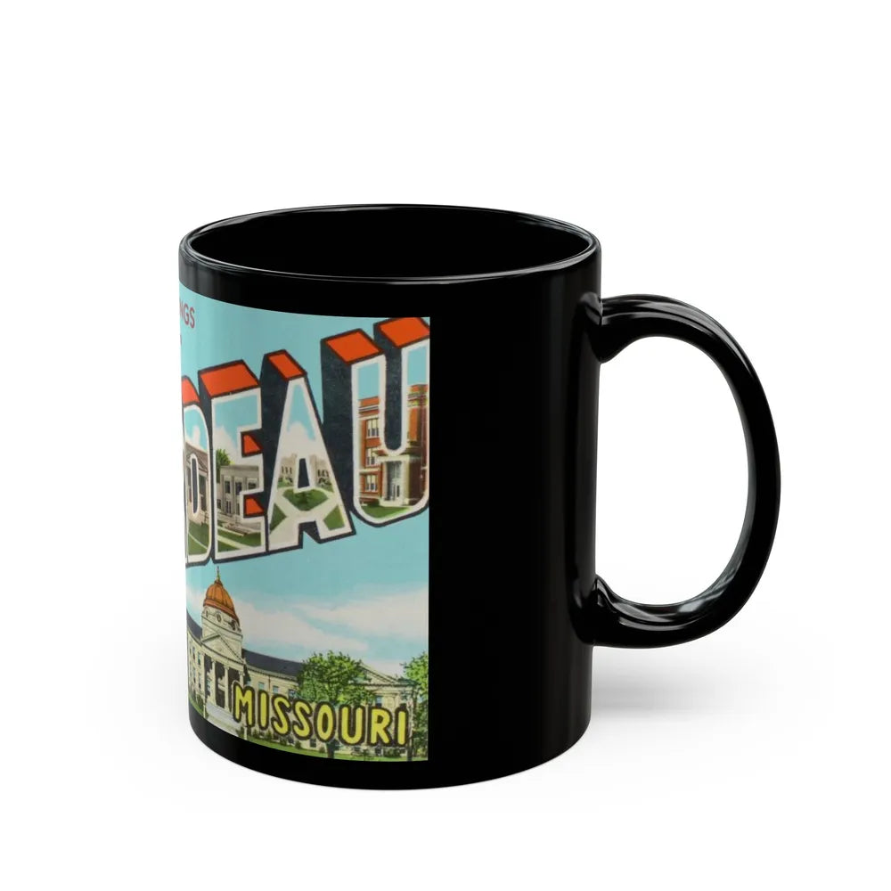 Greetings from Cape Girardeau Missouri (Greeting Postcards) Black Coffee Mug-Go Mug Yourself