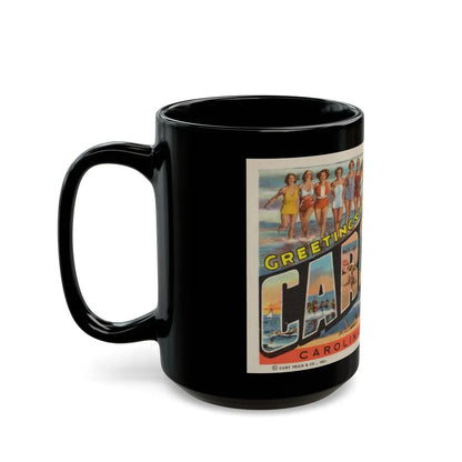 Greetings from Carolina Beach NC (Greeting Postcards) Black Coffee Mug-Go Mug Yourself