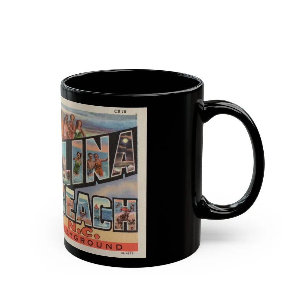 Greetings from Carolina Beach NC (Greeting Postcards) Black Coffee Mug-Go Mug Yourself