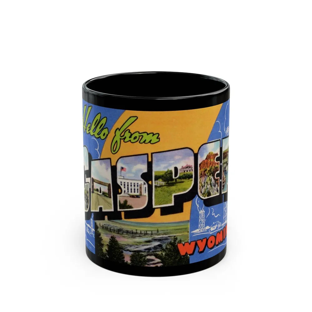 Greetings from Casper Wyoming (Greeting Postcards) Black Coffee Mug-11oz-Go Mug Yourself