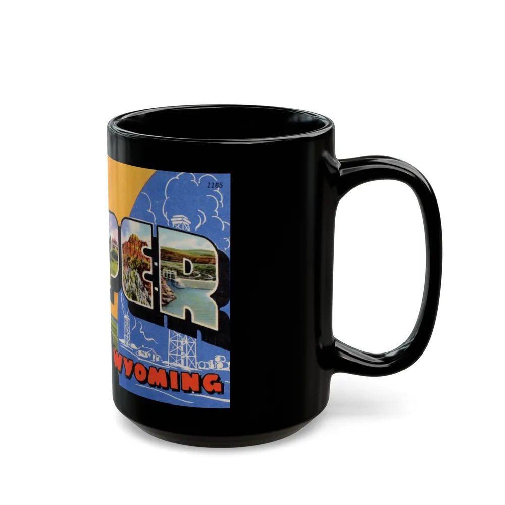 Greetings from Casper Wyoming (Greeting Postcards) Black Coffee Mug-Go Mug Yourself