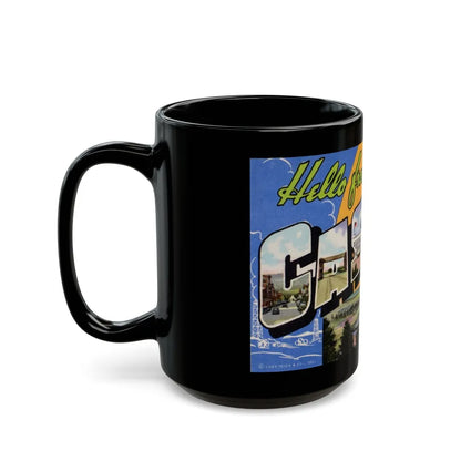 Greetings from Casper Wyoming (Greeting Postcards) Black Coffee Mug-Go Mug Yourself