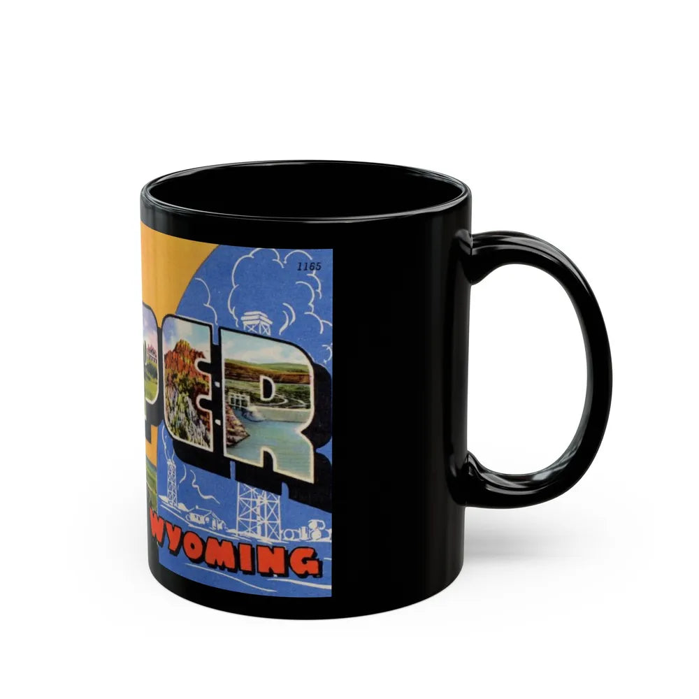 Greetings from Casper Wyoming (Greeting Postcards) Black Coffee Mug-Go Mug Yourself