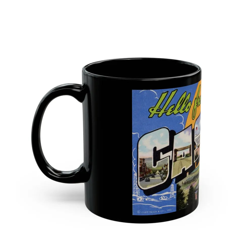 Greetings from Casper Wyoming (Greeting Postcards) Black Coffee Mug-Go Mug Yourself