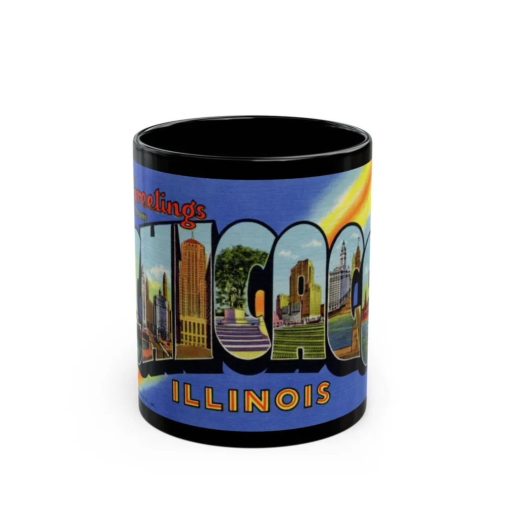 Greetings from Chicago Illinois (Greeting Postcards) Black Coffee Mug-11oz-Go Mug Yourself