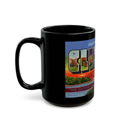 Greetings from Clinton (Greeting Postcards) Black Coffee Mug-Go Mug Yourself