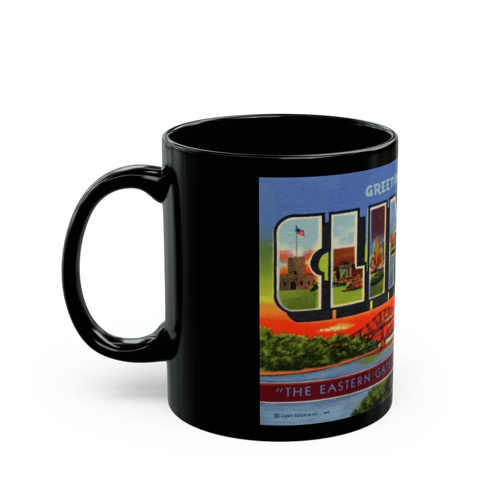 Greetings from Clinton (Greeting Postcards) Black Coffee Mug-Go Mug Yourself