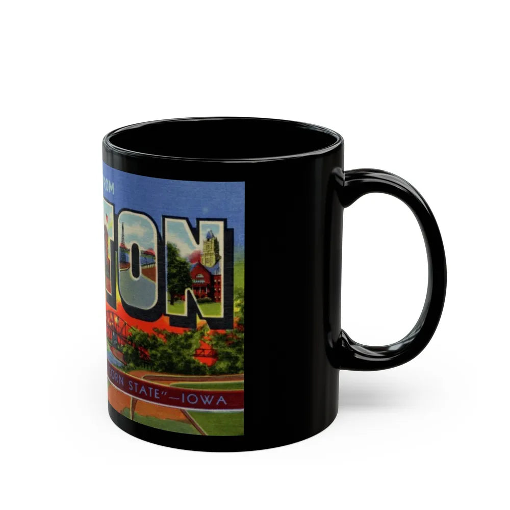 Greetings from Clinton (Greeting Postcards) Black Coffee Mug-Go Mug Yourself