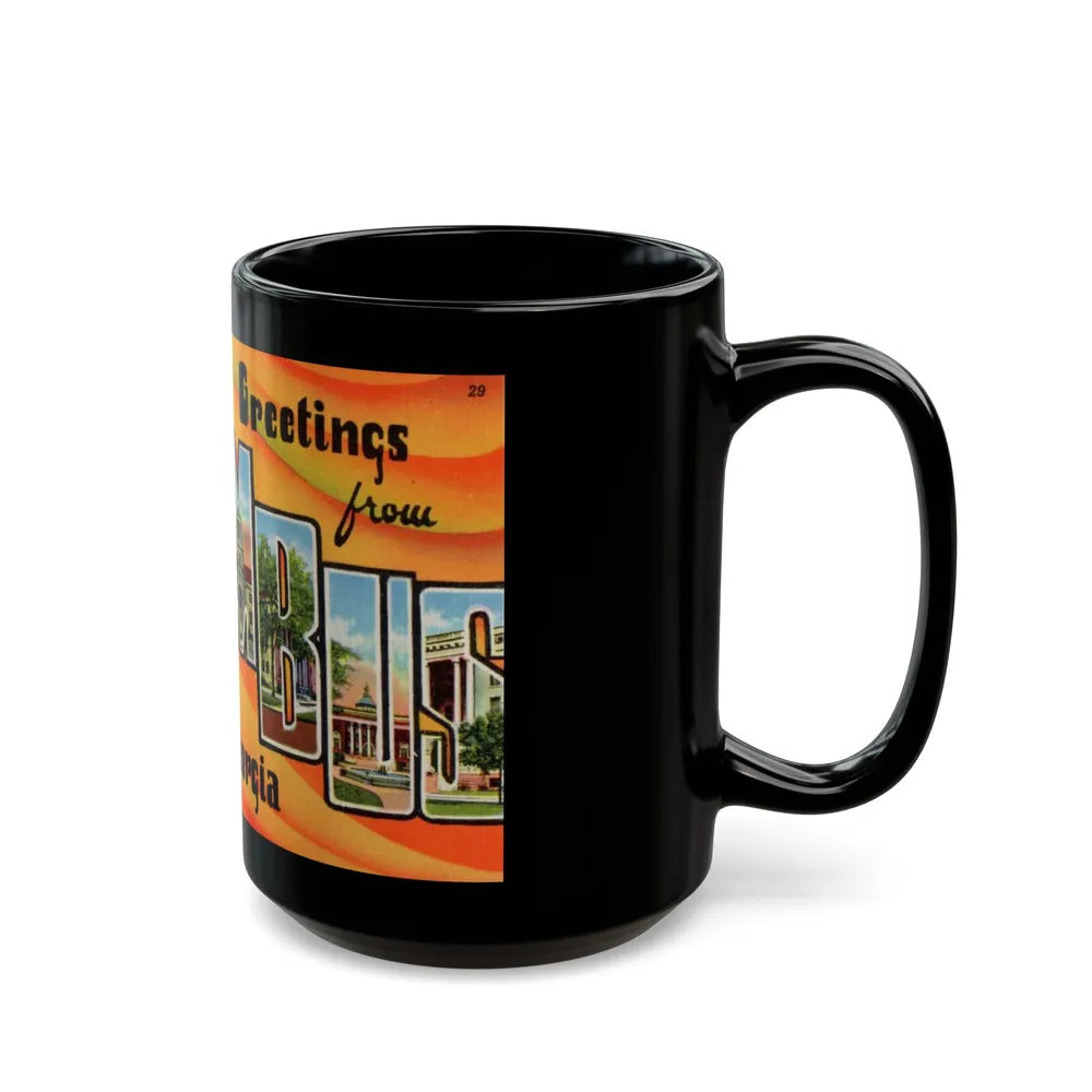 Greetings from Columbus Georgia (Greeting Postcards) Black Coffee Mug-Go Mug Yourself