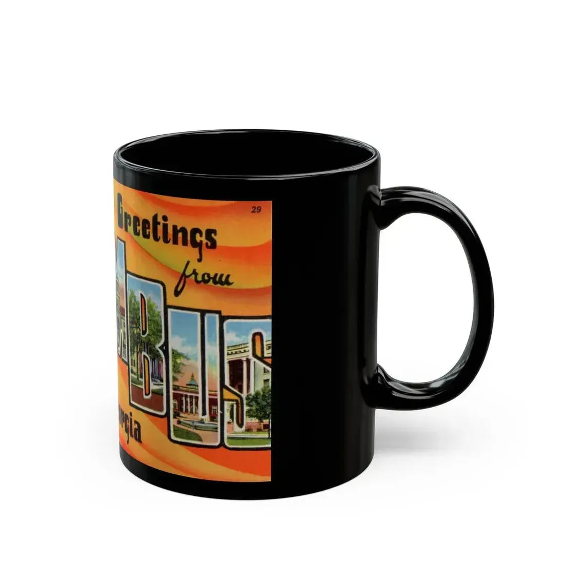 Greetings from Columbus Georgia (Greeting Postcards) Black Coffee Mug - Go Mug Yourself