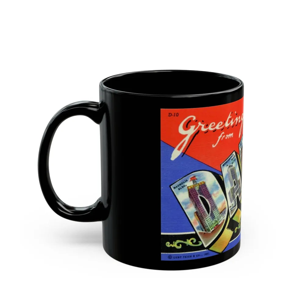 Greetings from Dallas Texas (Greeting Postcards) Black Coffee Mug-Go Mug Yourself