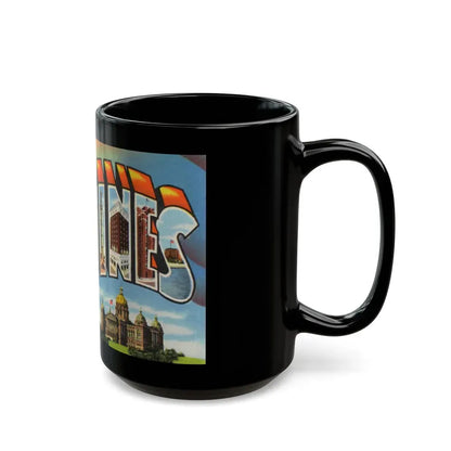 Greetings from Des Moines (Greeting Postcards) Black Coffee Mug - Go Mug Yourself