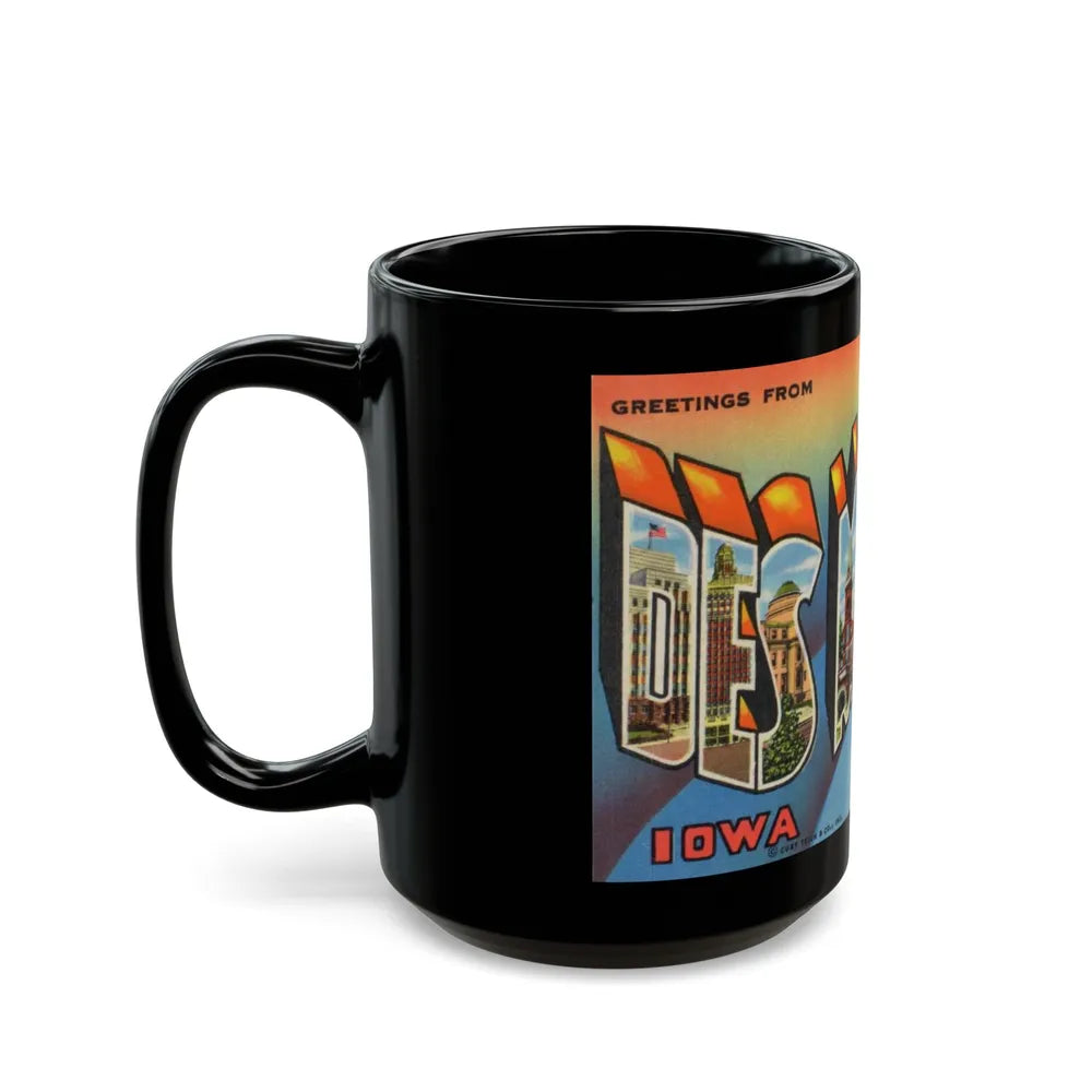 Greetings from Des Moines (Greeting Postcards) Black Coffee Mug-Go Mug Yourself