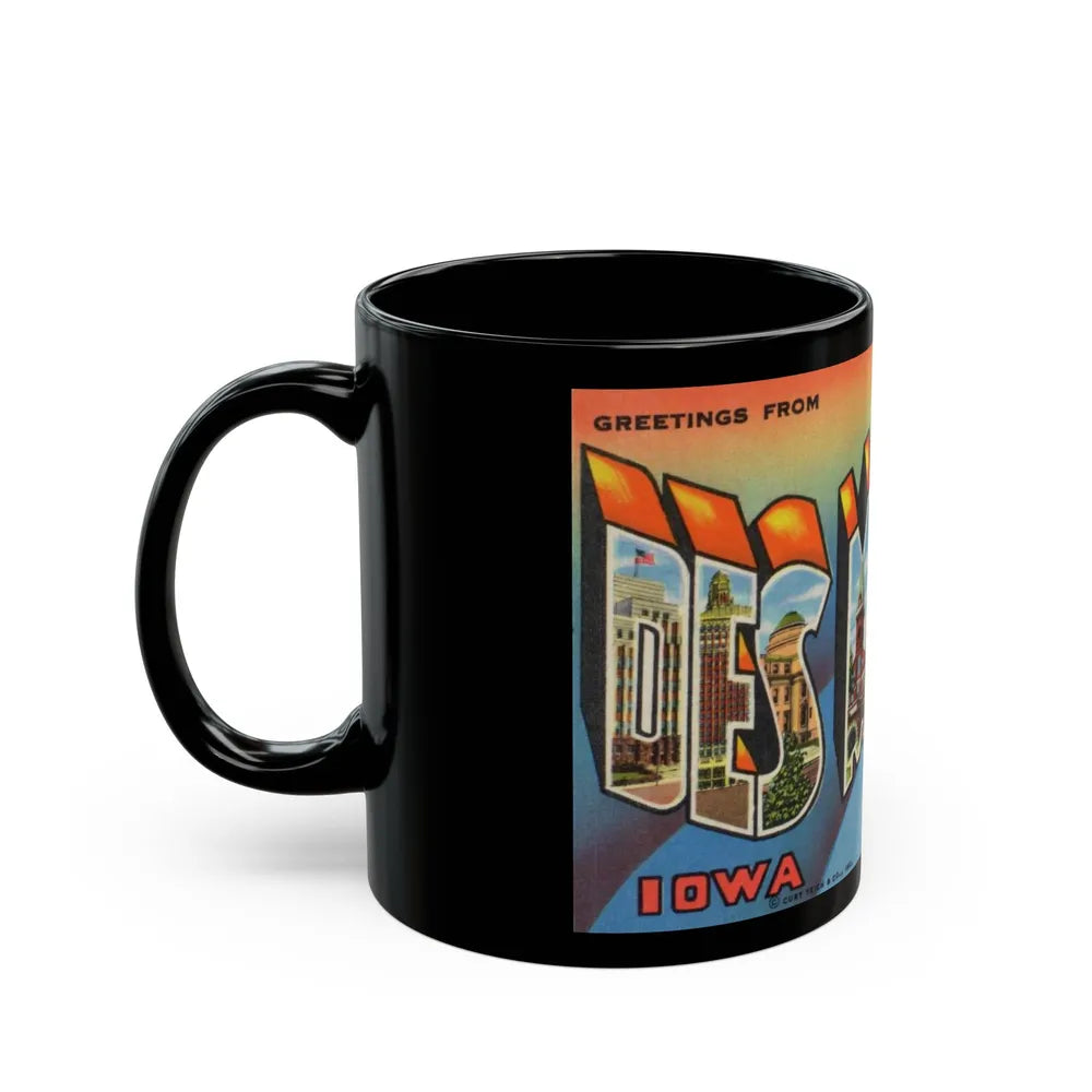 Greetings from Des Moines (Greeting Postcards) Black Coffee Mug-Go Mug Yourself