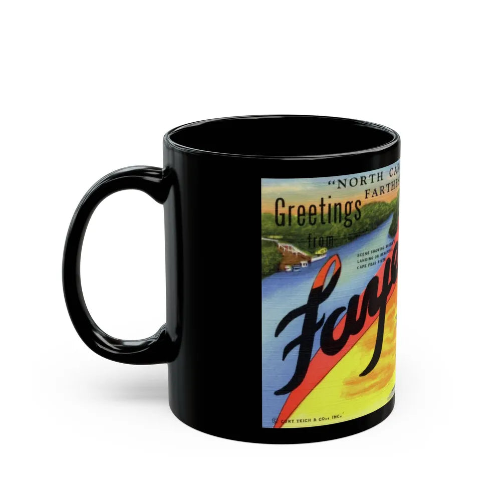 Greetings from Fayetteville N C (Greeting Postcards) Black Coffee Mug-Go Mug Yourself