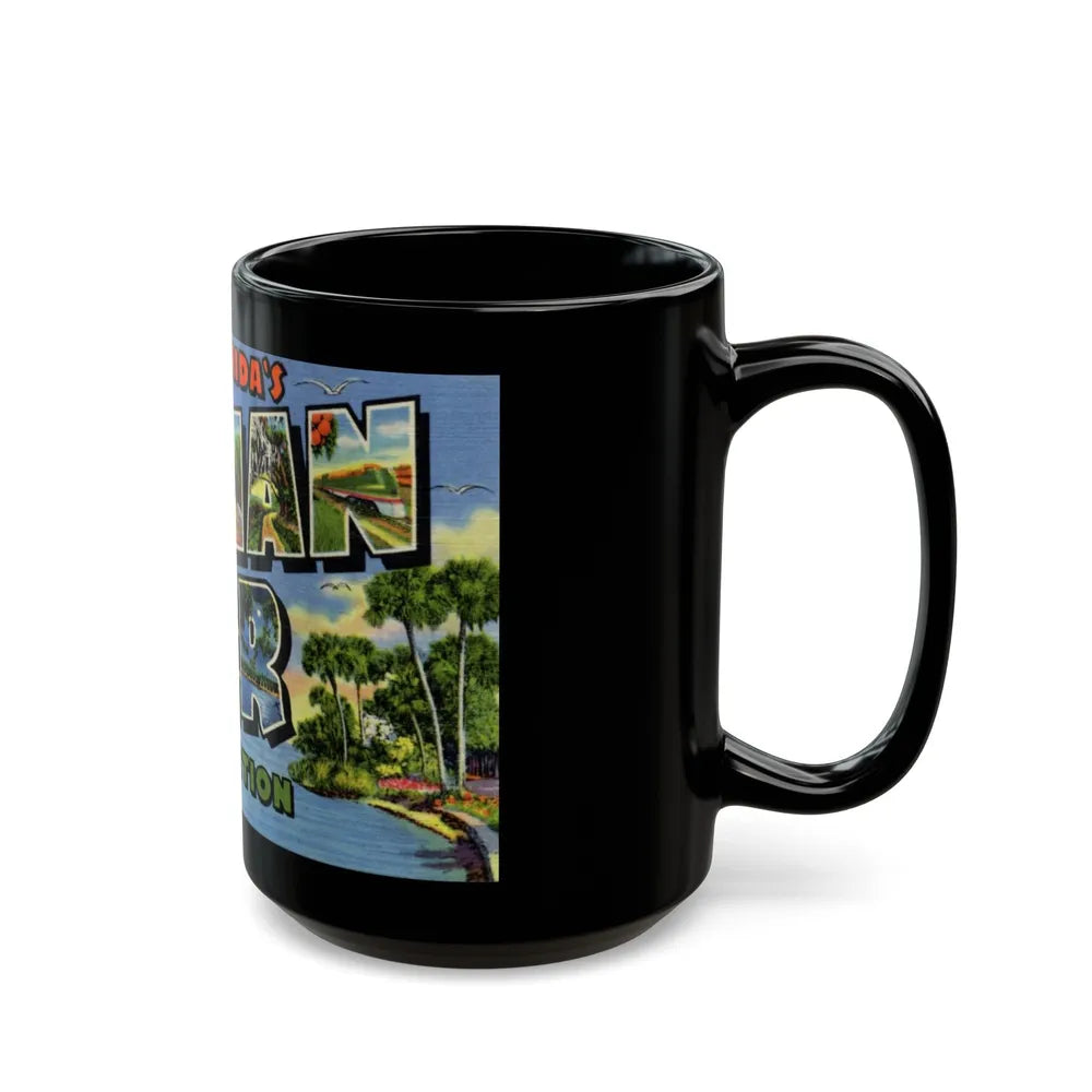 Greetings from Floridas Indian River section (Greeting Postcards) Black Coffee Mug-Go Mug Yourself