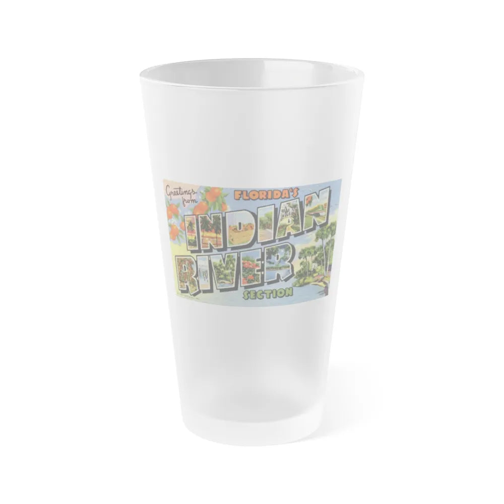 Greetings from Floridas Indian River section (Greeting Postcards) Frosted Pint Glass 16oz-16oz-Frosted-Go Mug Yourself