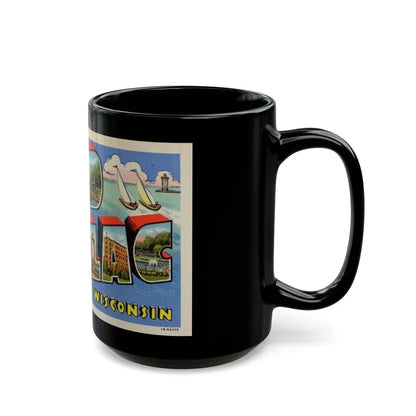 Greetings from Fond du Lac Wisconsin (Greeting Postcards) Black Coffee Mug-Go Mug Yourself