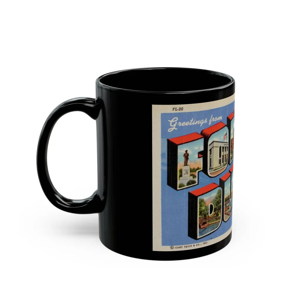 Greetings from Fond du Lac Wisconsin (Greeting Postcards) Black Coffee Mug-Go Mug Yourself