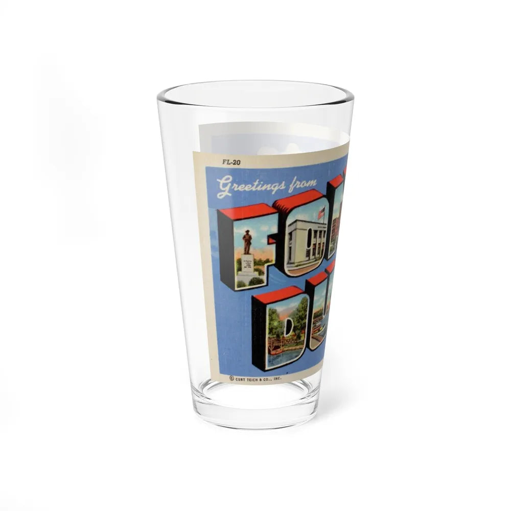 Greetings from Fond du Lac Wisconsin (Greeting Postcards) Pint Glass 16oz-Go Mug Yourself