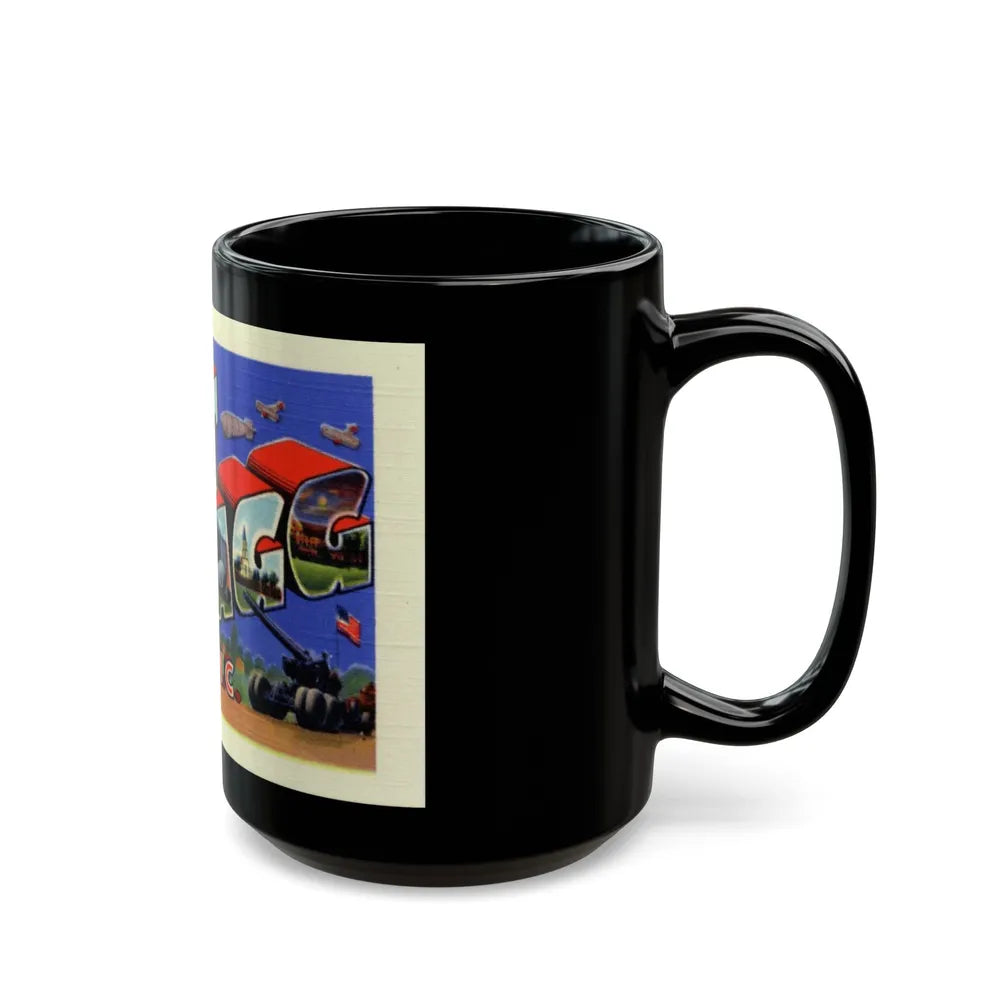 Greetings from Fort Bragg NC (Greeting Postcards) Black Coffee Mug-Go Mug Yourself