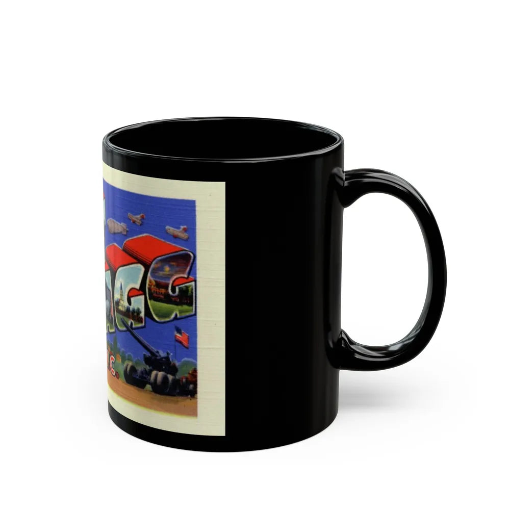 Greetings from Fort Bragg NC (Greeting Postcards) Black Coffee Mug-Go Mug Yourself