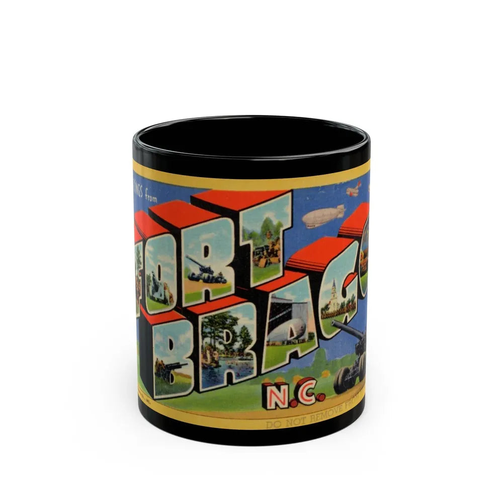 Greetings from Fort Bragg NC v2 (Greeting Postcards) Black Coffee Mug-11oz-Go Mug Yourself