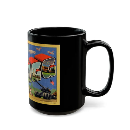 Greetings from Fort Bragg NC v2 (Greeting Postcards) Black Coffee Mug-Go Mug Yourself