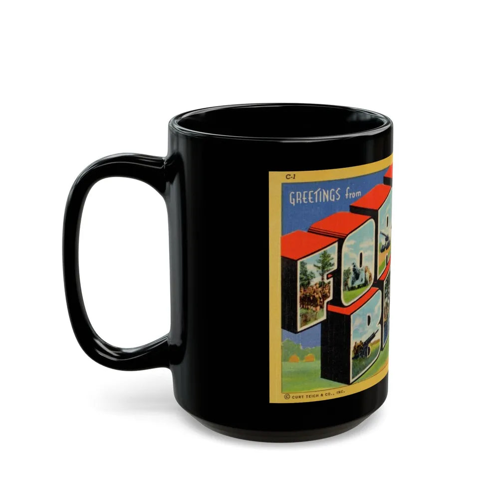 Greetings from Fort Bragg NC v2 (Greeting Postcards) Black Coffee Mug-Go Mug Yourself