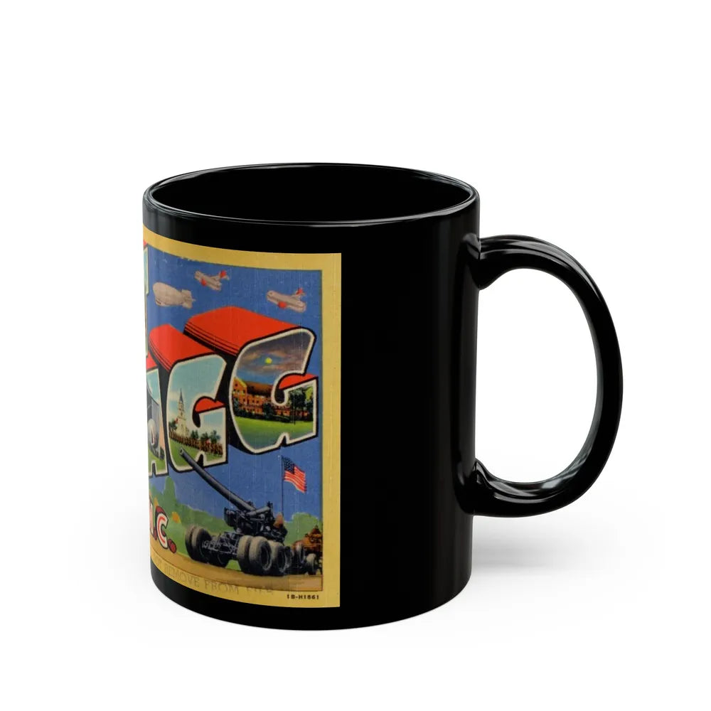 Greetings from Fort Bragg NC v2 (Greeting Postcards) Black Coffee Mug-Go Mug Yourself