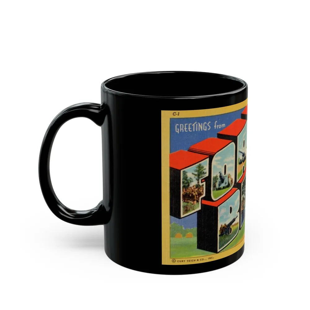 Greetings from Fort Bragg NC v2 (Greeting Postcards) Black Coffee Mug-Go Mug Yourself