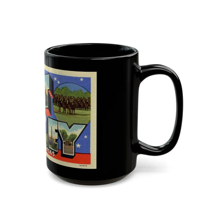 Greetings from Fort Riley Kansas (Greeting Postcards) Black Coffee Mug-Go Mug Yourself