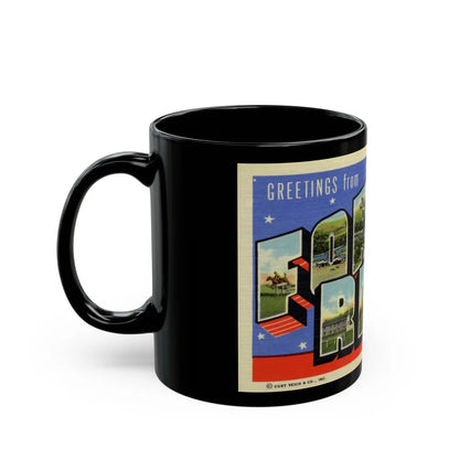 Greetings from Fort Riley Kansas (Greeting Postcards) Black Coffee Mug-Go Mug Yourself