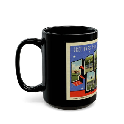 Greetings from Fort Riley Kansas (Greeting Postcards) Black Coffee Mug-Go Mug Yourself