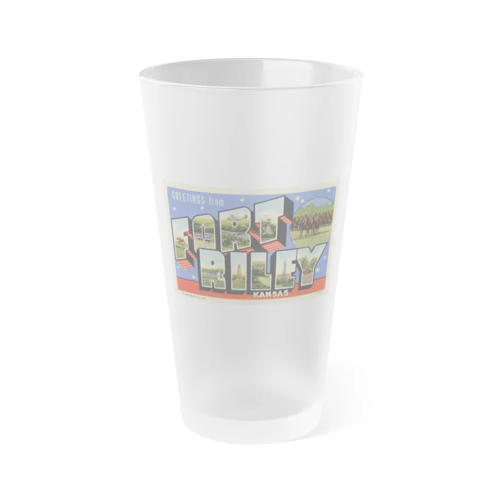 Greetings from Fort Riley Kansas (Greeting Postcards) Frosted Pint Glass 16oz-16oz-Frosted-Go Mug Yourself