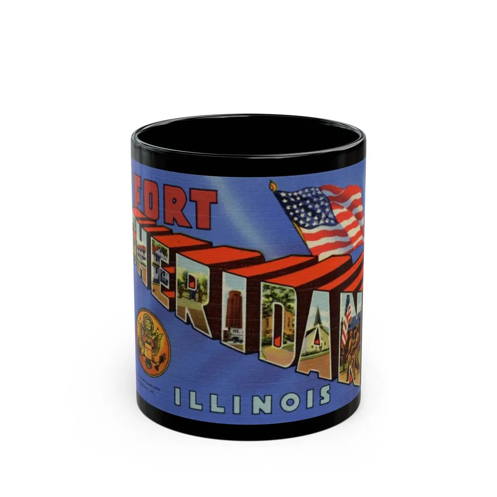 Greetings from Fort Sheridan Illinois (Greeting Postcards) Black Coffee Mug-11oz-Go Mug Yourself