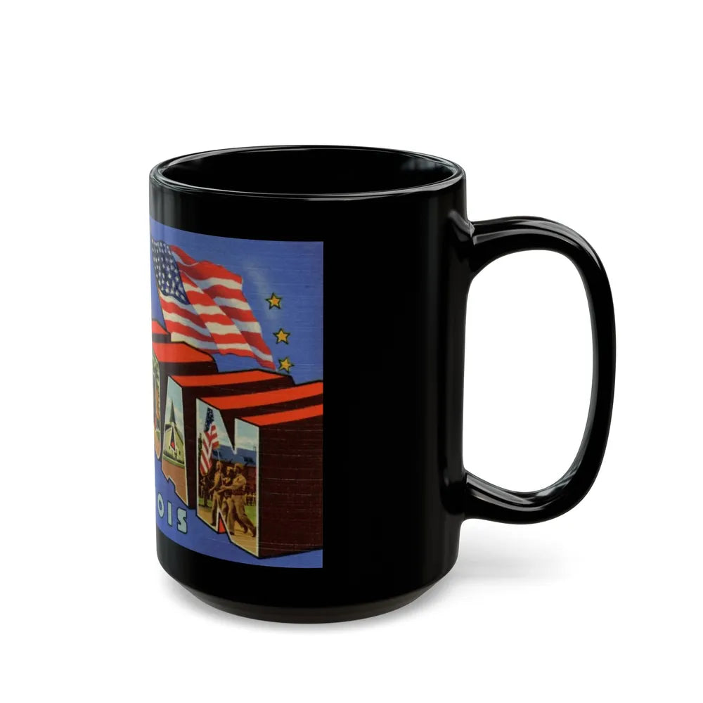 Greetings from Fort Sheridan Illinois (Greeting Postcards) Black Coffee Mug-Go Mug Yourself