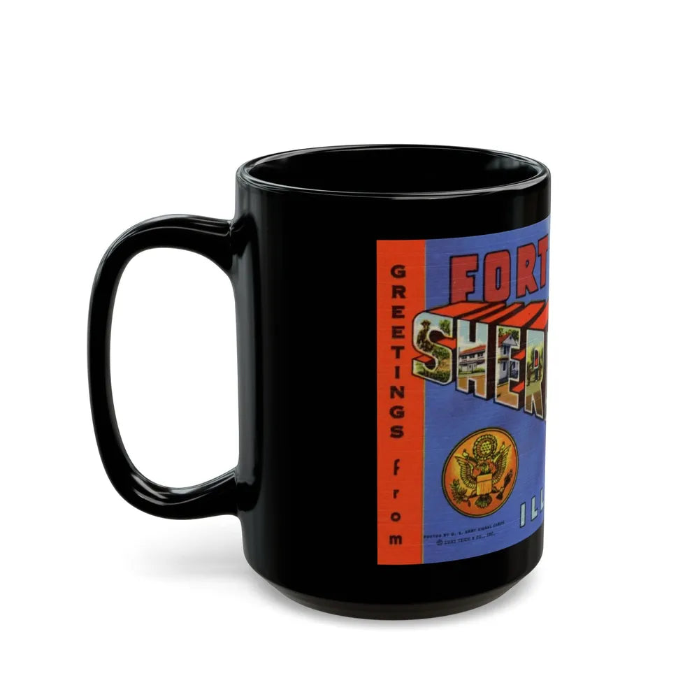 Greetings from Fort Sheridan Illinois (Greeting Postcards) Black Coffee Mug-Go Mug Yourself